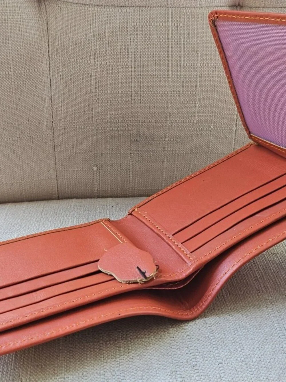 Orange Wallet Handmade Billfold Genuine Leather Billfold Card Holder Purse New